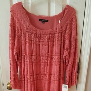 Chris Laughlin Salmon colored knit lace dress, NWT